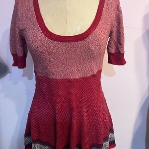 Free People Red fit and flare sweater